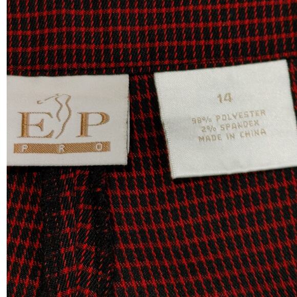 EP Pro Golf Capri Cropped Pants High Rise Checkered Plaid Red Black Womens Sz 14 - Picture 4 of 9